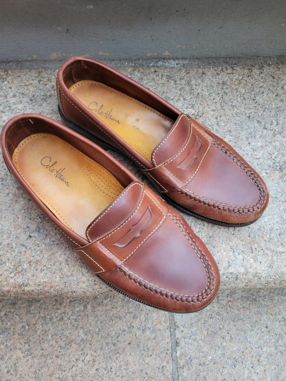 Cole Haan Men’s 9N Brown Leather Penny Loafers Unisex Vintage Patina ( Women 10)